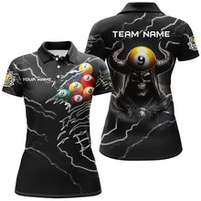 Load image into Gallery viewer, 3D Skull 9 Ball Pool Billiard Balls Sport Jerseys Custom Lightning Black Billiard Shirts For Women TDM2340