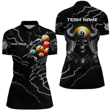 Load image into Gallery viewer, 3D Skull 9 Ball Pool Billiard Balls Sport Jerseys Custom Lightning Black Billiard Shirts For Women TDM2340