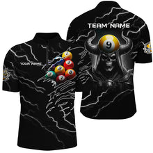 Load image into Gallery viewer, 3D Skull 9 Ball Pool Billiard Balls Sport Jerseys Custom Lightning Black Billiard Shirts For Men TDM2340