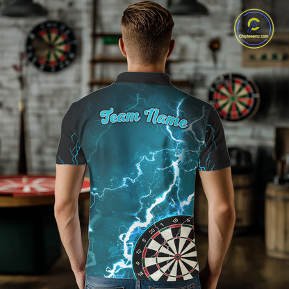 Teal Lightning Dart Shirts With Pocket Option Custom Darts Jersey For Men TDM7341