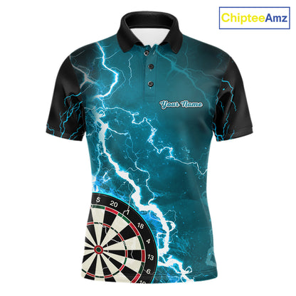 Teal Lightning Dart Shirts With Pocket Option Custom Darts Jersey For Men TDM7341