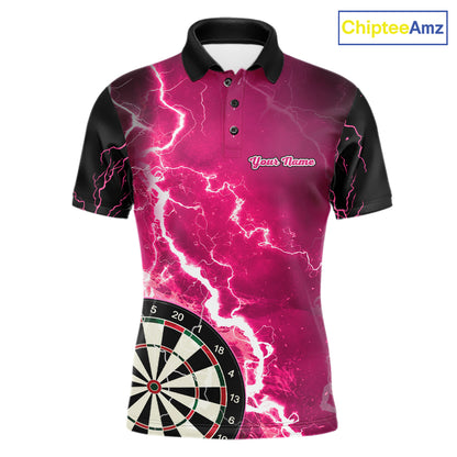 Pink Lightning Dart Shirts With Pocket Option Custom Darts Jersey For Men TDM7342