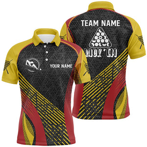 Red, Yellow And Black Billiard Full Printing  Polo Shirts For Men, Custom Billiard Jerseys Shirts TDM0210