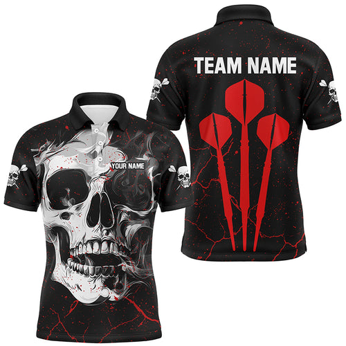 Personalized Large Darts Arrow Smoke Skull Dart Shirts For Men, Scary Darts Team Jerseys | Red TDM2595