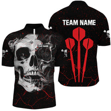 Load image into Gallery viewer, Personalized Large Darts Arrow Smoke Skull Dart Shirts For Men, Scary Darts Team Jerseys | Red TDM2595