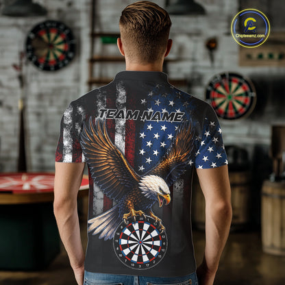 Personalized Vintage American Flag Eagle Darts Shirts For Men Custom Patriotic Darts Team Jersey TDM7667