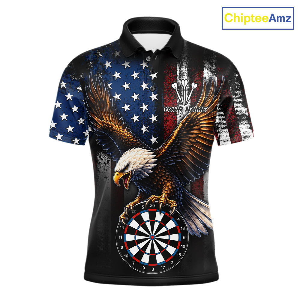 Personalized Vintage American Flag Eagle Darts Shirts For Men Custom Patriotic Darts Team Jersey TDM7667