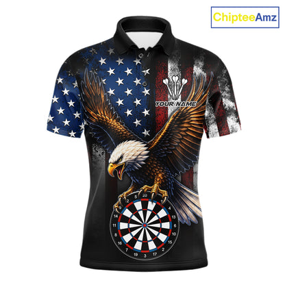 Personalized Vintage American Flag Eagle Darts Shirts For Men Custom Patriotic Darts Team Jersey TDM7667