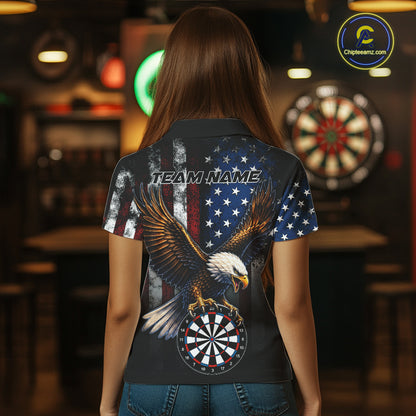 Personalized Vintage American Flag Eagle Darts Shirts For Women Custom Patriotic Darts Team Jersey TDM7667
