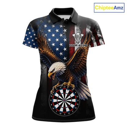 Personalized Vintage American Flag Eagle Darts Shirts For Women Custom Patriotic Darts Team Jersey TDM7667