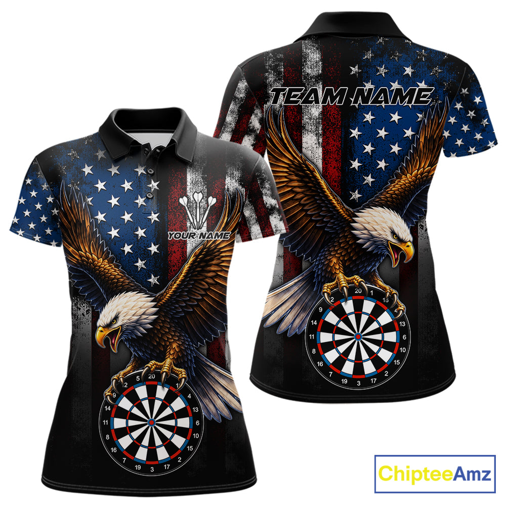 Personalized Vintage American Flag Eagle Darts Shirts For Women Custom Patriotic Darts Team Jersey TDM7667