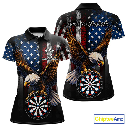 Personalized Vintage American Flag Eagle Darts Shirts For Women Custom Patriotic Darts Team Jersey TDM7667