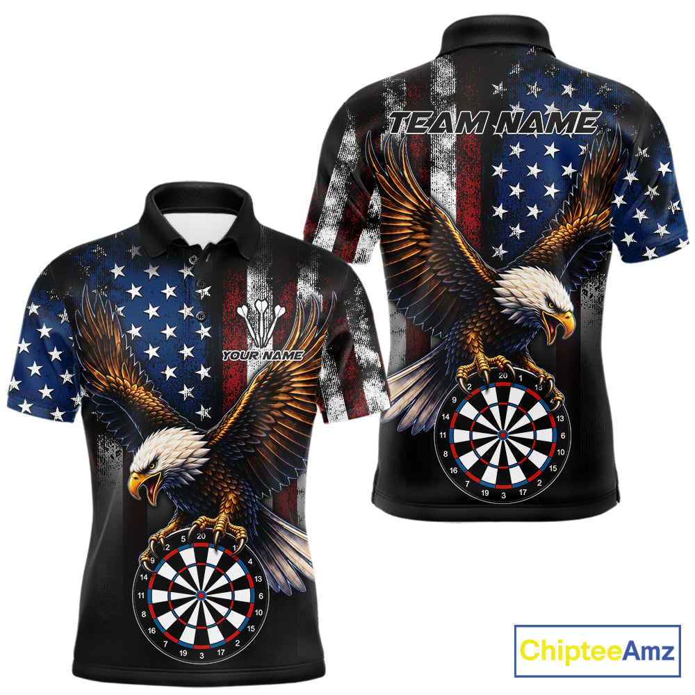 Personalized Vintage American Flag Eagle Darts Shirts For Men Custom Patriotic Darts Team Jersey TDM7667