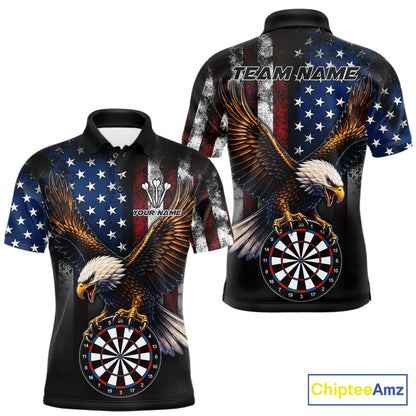 Personalized Vintage American Flag Eagle Darts Shirts For Men Custom Patriotic Darts Team Jersey TDM7667
