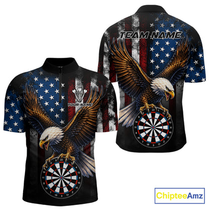 Personalized Vintage American Flag Eagle Darts Shirts For Men Custom Patriotic Darts Team Jersey TDM7667