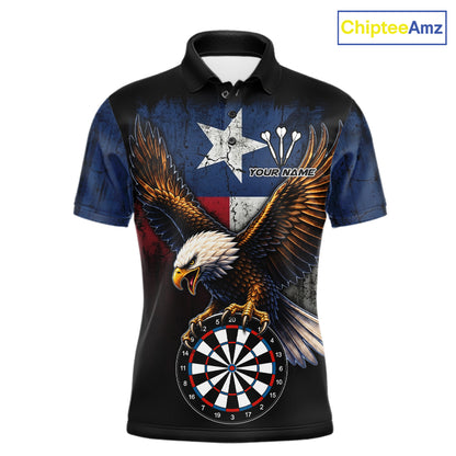 Personalized Vintage Texas Flag Eagle Darts Shirts For Men Custom Patriotic Darts Team Jersey TDM7668
