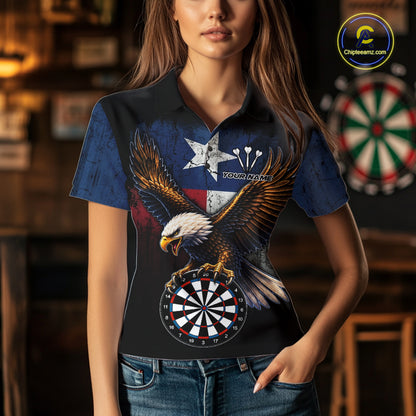 Personalized Vintage Texas Flag Eagle Darts Shirts For Women Custom Patriotic Darts Team Jersey TDM7668