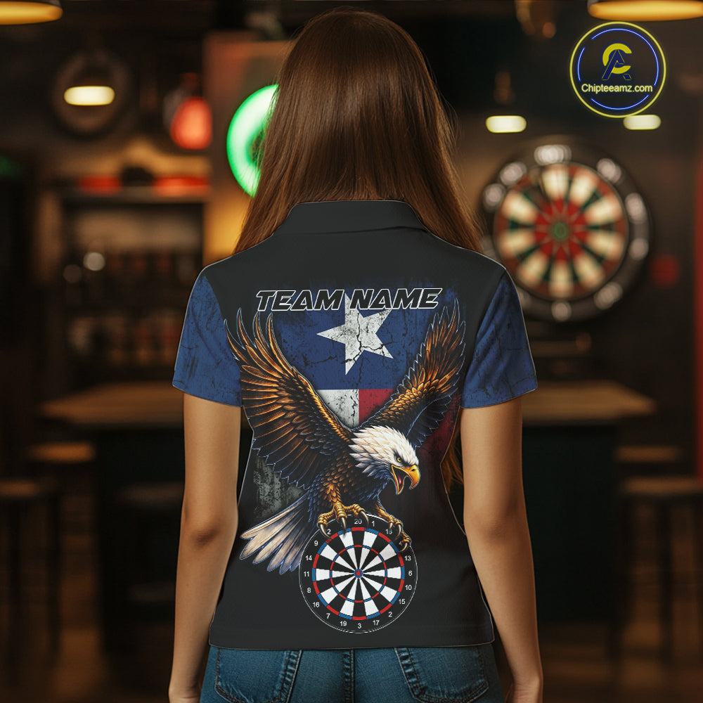 Personalized Vintage Texas Flag Eagle Darts Shirts For Women Custom Patriotic Darts Team Jersey TDM7668