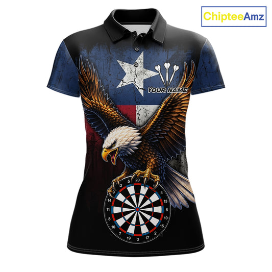 Personalized Vintage Texas Flag Eagle Darts Shirts For Women Custom Patriotic Darts Team Jersey TDM7668