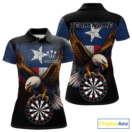 Personalized Vintage Texas Flag Eagle Darts Shirts For Women Custom Patriotic Darts Team Jersey TDM7668