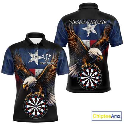 Personalized Vintage Texas Flag Eagle Darts Shirts For Men Custom Patriotic Darts Team Jersey TDM7668