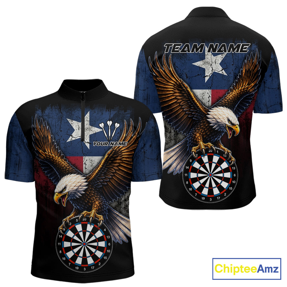 Personalized Vintage Texas Flag Eagle Darts Shirts For Men Custom Patriotic Darts Team Jersey TDM7668
