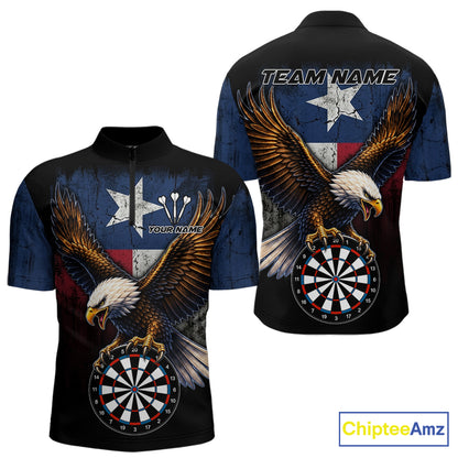 Personalized Vintage Texas Flag Eagle Darts Shirts For Men Custom Patriotic Darts Team Jersey TDM7668