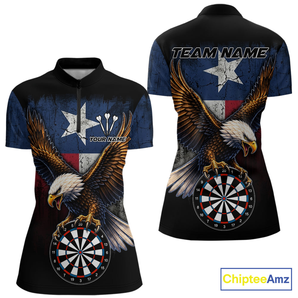 Personalized Vintage Texas Flag Eagle Darts Shirts For Women Custom Patriotic Darts Team Jersey TDM7668
