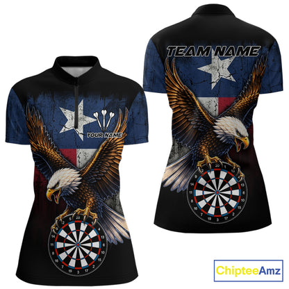 Personalized Vintage Texas Flag Eagle Darts Shirts For Women Custom Patriotic Darts Team Jersey TDM7668