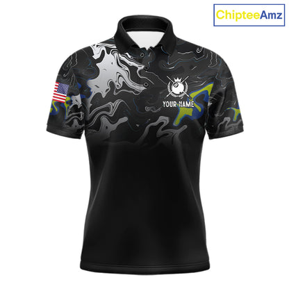 Black And White Camo US Flag 8 Ball Billiard Jersey For Men Custom Patriotic Pool Team Shirts TDM7672