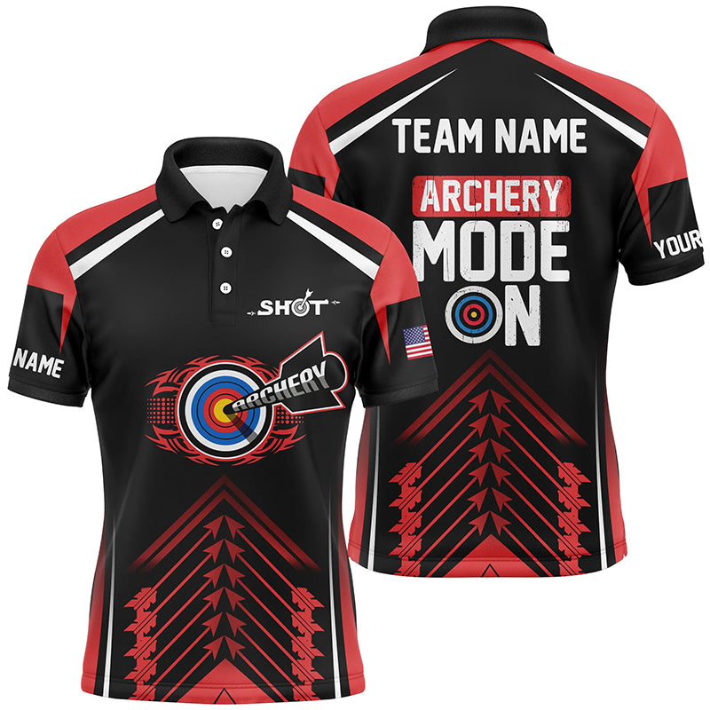 Personalized 3d Archery Target Mode On Men Polo Shirts Custom Name Red Archery Jerseys Shirts TDM0427