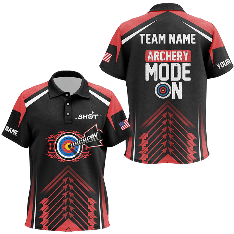 Personalized 3d Archery Target Mode On Kid Polo Shirts Custom Name Red Archery Jerseys Shirts TDM0427