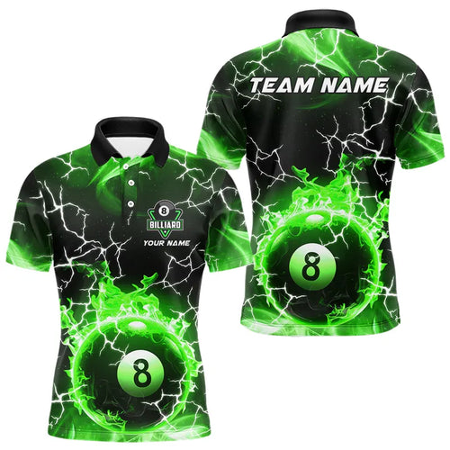 Green 8 Ball Pool Fire Flame Custom Lightning Billiard Shirts For Men Team League Billiard Jerseys TDM3491