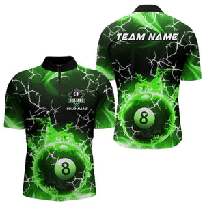 Green 8 Ball Pool Fire Flame Custom Lightning Billiard Shirts For Men Team League Billiard Jerseys TDM3491