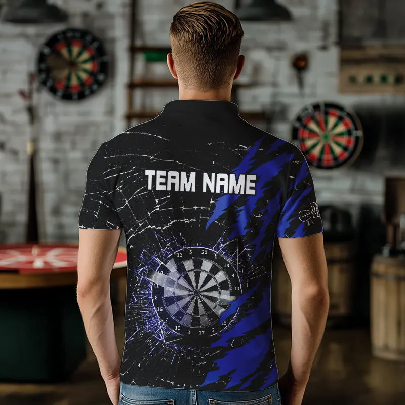 Black And Blue Darts Board Break Glass Custom Dart Shirts For Men, Darts Team Shirts Dart Jerseys TDM3494
