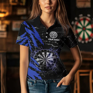 Black And Blue Darts Board Break Glass Custom Dart Shirts For Women, Darts Team Shirts Dart Jerseys TDM3494