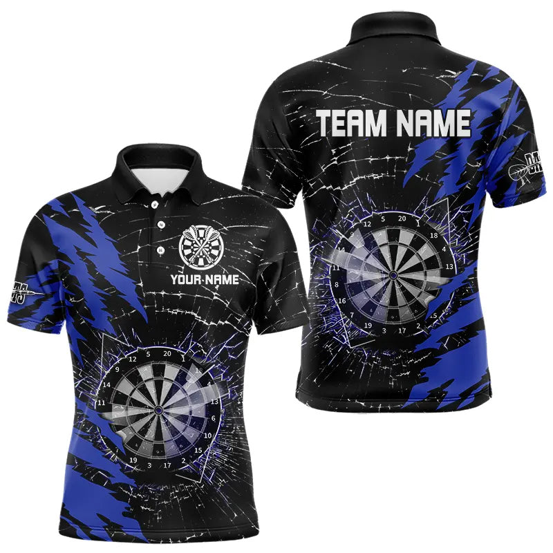 Black And Blue Darts Board Break Glass Custom Dart Shirts For Men, Darts Team Shirts Dart Jerseys TDM3494