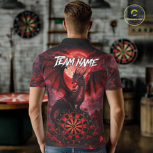 Load image into Gallery viewer, Black And Red Dartboard Roses And Dragon Darts Polo &amp; 1/4 Zip Custom Men's Darts Team Jersey TDM5802