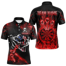 Load image into Gallery viewer, Fire Flame Darts Board American Flag Skull Dart Shirts For Men Custom Darts Team Jerseys |Red TDM3646