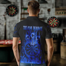 Load image into Gallery viewer, Fire Flame Darts Board American Flag Skull Dart Shirts For Men Custom Darts Team Jerseys |Blue TDM3647