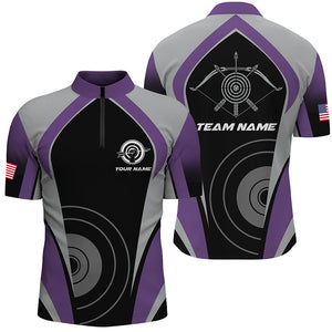 Personalized Purple Archery Jerseys Men Quarter-Zip Shirts Custom Archery Uniform For Team TDM1323