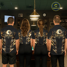 Load image into Gallery viewer, Black And Gold Lightning 8 Ball Pool Billiard Shirts For Women Custom Billiard Team League Jerseys NYN2920