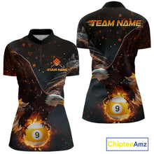 Load image into Gallery viewer, Personalized Fire 9 Ball Eagle Billiard Shirt For Women Custom Pool Team Jersey Polo &amp; 1/4 Zip TDM6408