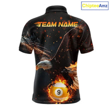 Load image into Gallery viewer, Custom Fire 8 Ball &amp; 9 Ball Pool Eagle Billiard Shirt For Men, Billiard Team Jersey Polo &amp; 1/4 Zip TDM6409