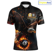 Load image into Gallery viewer, Custom Fire 8 Ball &amp; 9 Ball Pool Eagle Billiard Shirt For Men, Billiard Team Jersey Polo &amp; 1/4 Zip TDM6409