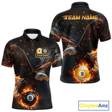 Load image into Gallery viewer, Custom Fire 8 Ball &amp; 9 Ball Pool Eagle Billiard Shirt For Men, Billiard Team Jersey Polo &amp; 1/4 Zip TDM6409