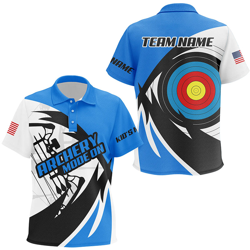 Personalized Blue Archery Jerseys Kid Polo Shirts Custom Archery Bow Shirts TDM1686