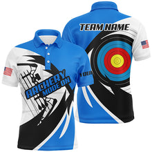 Load image into Gallery viewer, Personalized Blue Archery Jerseys Men Polo &amp; Quarter-Zip Shirts Custom Archery Bow Shirts TDM1686