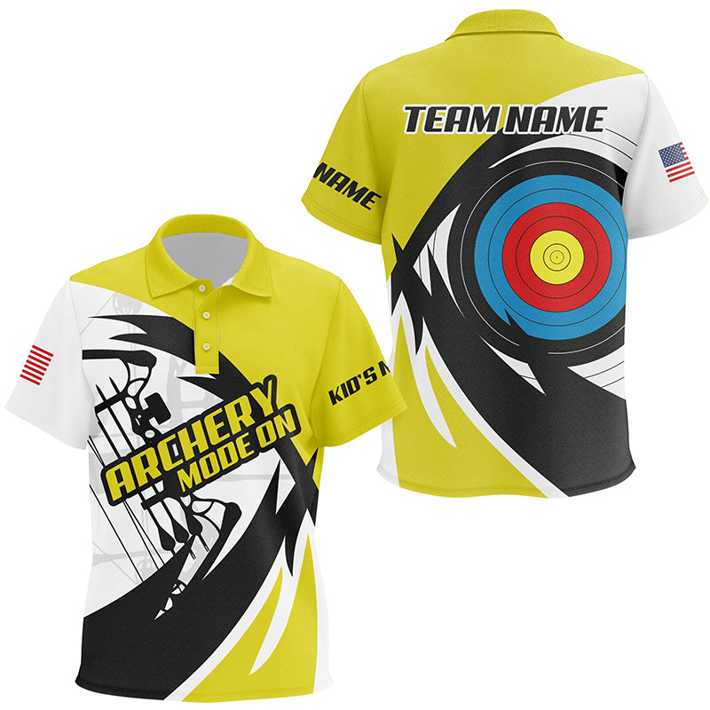 Personalized Yellow Archery Jerseys Kid Polo Shirts Custom Archery Bow Shirts TDM1687