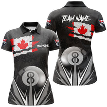 Load image into Gallery viewer, Canadian Flag 8 Ball Pool Custom Black Billiard Jerseys For Women, Patriotic Canada Billiard Shirts TDM1906